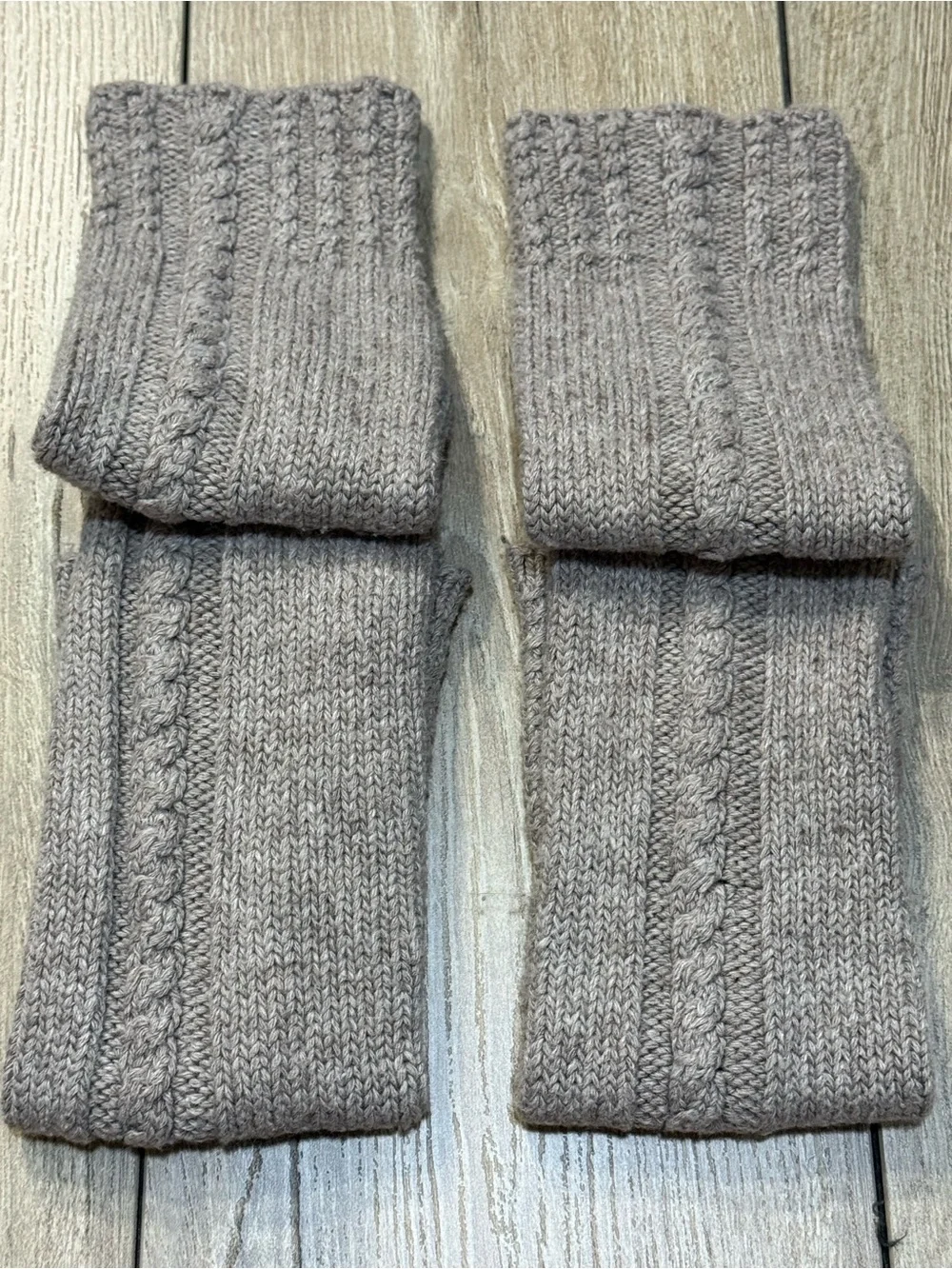 HUE Cable Knit Leg Warmers Taupe 24” Long Cozy Balletcore Boot Socks